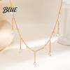 Scratch Resistant Necklace Layered Tassel with Zircon Gold Chain