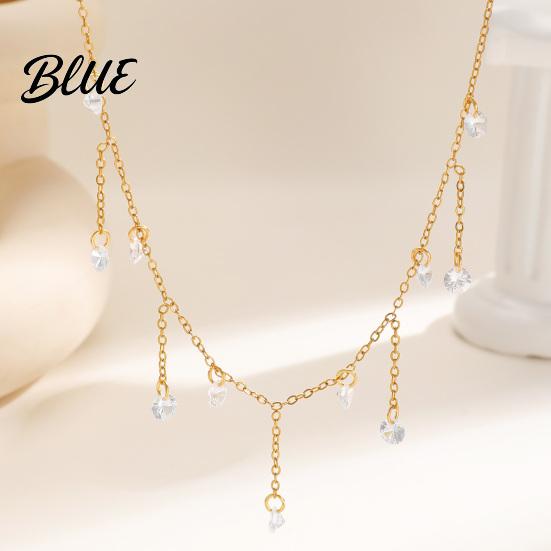 Scratch Resistant Necklace Layered Tassel with Zircon Gold Chain