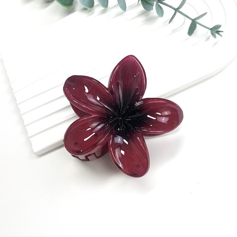 Retro Colorful Frangipani Flower Hair Claw Clip for Women