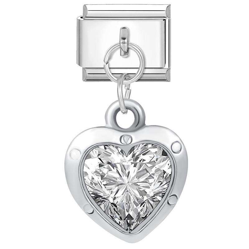 Modular Italian Steel Diamond Charm Bracelet - Personalized Handmade Jewelry Accessory