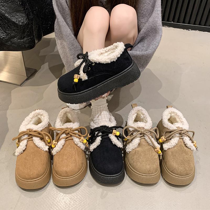 2025 winter new foreign trade large size thick-soled snow boots round head velvet warm thickened Birkenstock cotton shoes women
