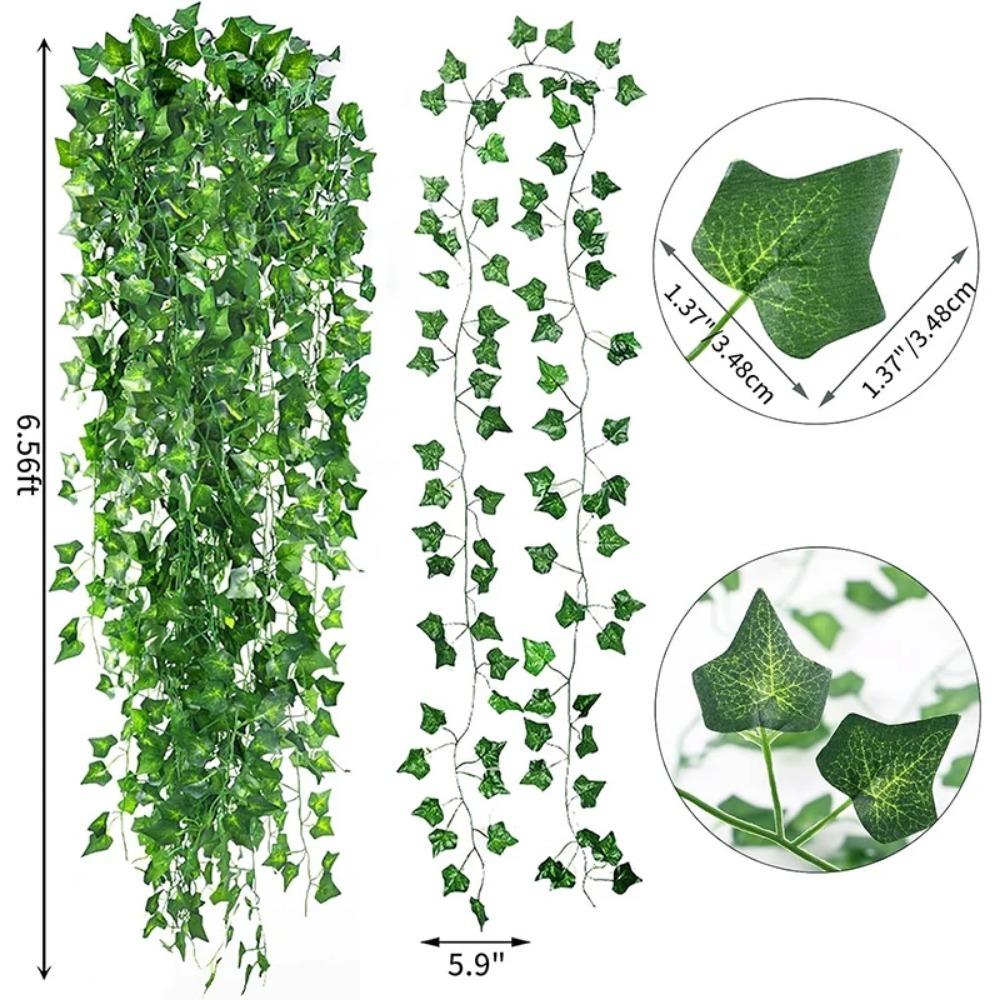 2/4//6/8/10M Silk Leaves Fake Creeper Green Leaf Ivy String for Home Decor Hanging Garland Artificial Plants Wedding Decoration