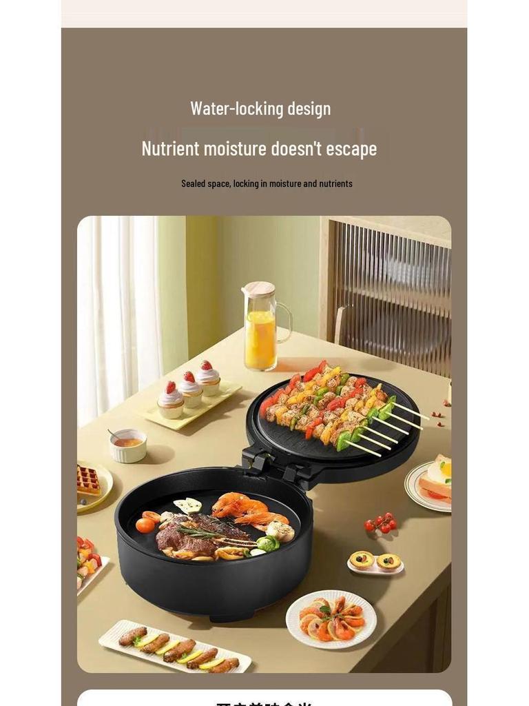 Multi-Functional Electric Griddle with Timer, Non-Stick Pancake Pan, Large Capacity, Double-Sided Heating