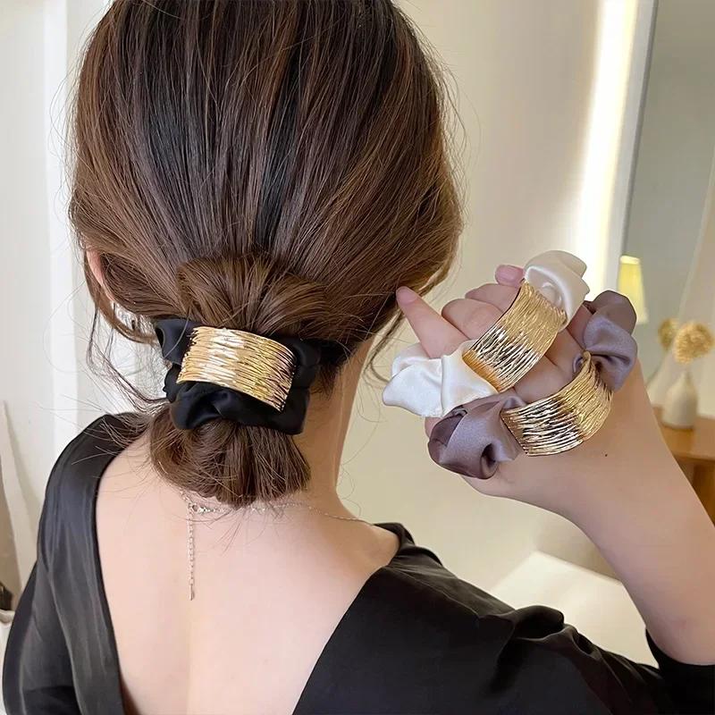 Coreano metallo satinato intestino crasso anello elastici per donna elastici per capelli corda per capelli ragazze coda di cavallo copricapo accessori per capelli