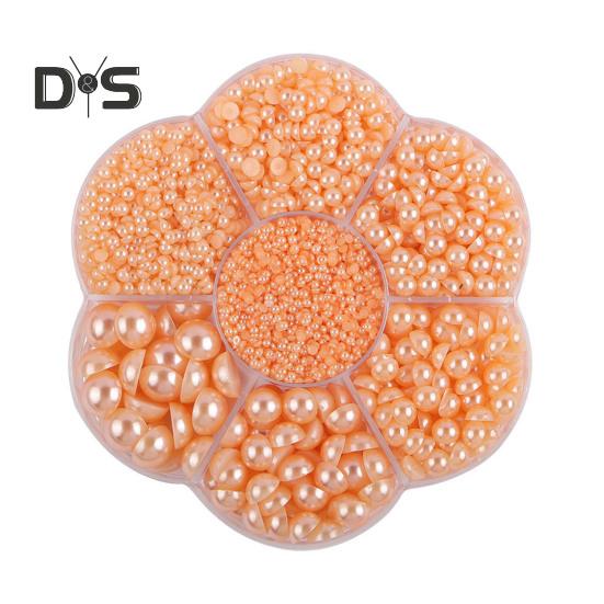 5600 Pcs Half Round Faux Pearls Flat Back Beads Bulk with Storage Box Assorted Sizes Fake Pearl Beads for Crafting DIY Nail Art Phone Decoration