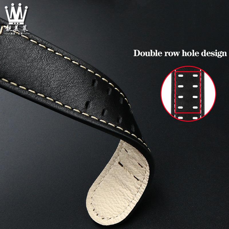 20mm 22mm Genuine Leather with Nails Watchband For Hamilton Khaki H77616533 H70615733 Series Men's Watch Band Strap Wristband