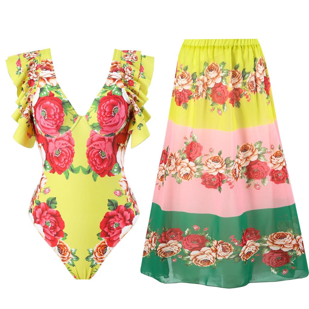 2023 Trendy Sexy Women's One-Piece Printed Swimwear with Spaghetti Straps - European and American Style
