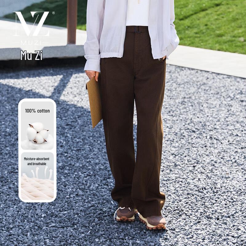 

Muzi Women s High-Waisted Straight-Leg Cotton Casual Pants M