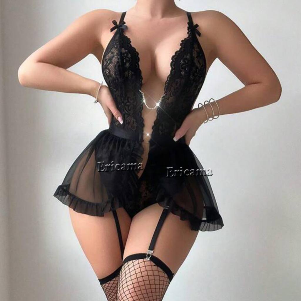 Sexy Lace Lingerie Set Transparent Underwear Push Up Bra Briefs Erotic Bodysuit Women Delicate Thin Bras