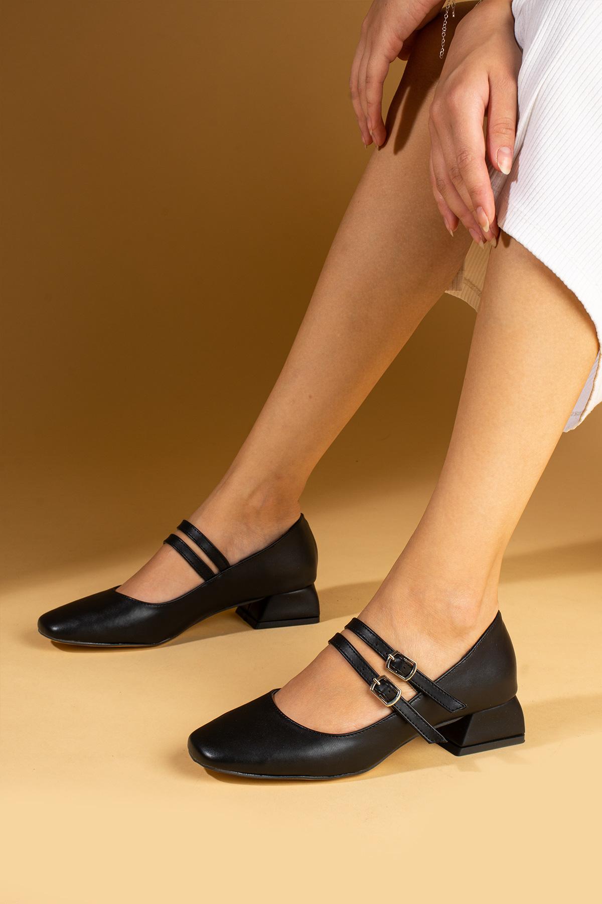 

Round Toe Double Strapped Women s Heeled Shoes 001-266-24Volume 36 чорний