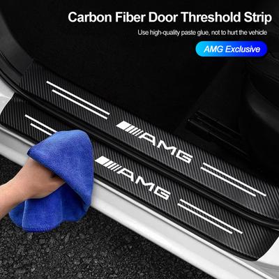 MVQU4 5Pcs Carbon Fiber Car Door Sill Protector Sticker For Mercedes Benz AMG W203 W205 W206 W211 W220 W212 W201 W210 W108 W168 W222 C