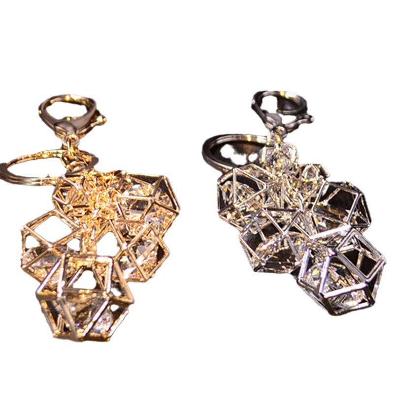 Romb Kristallkula Bil Nyckelring: Söt Kreativ Väskberlock & Nyckelring i Metall för Kvinnor - Cirkelformad Hörlursfodral Liten Gåva