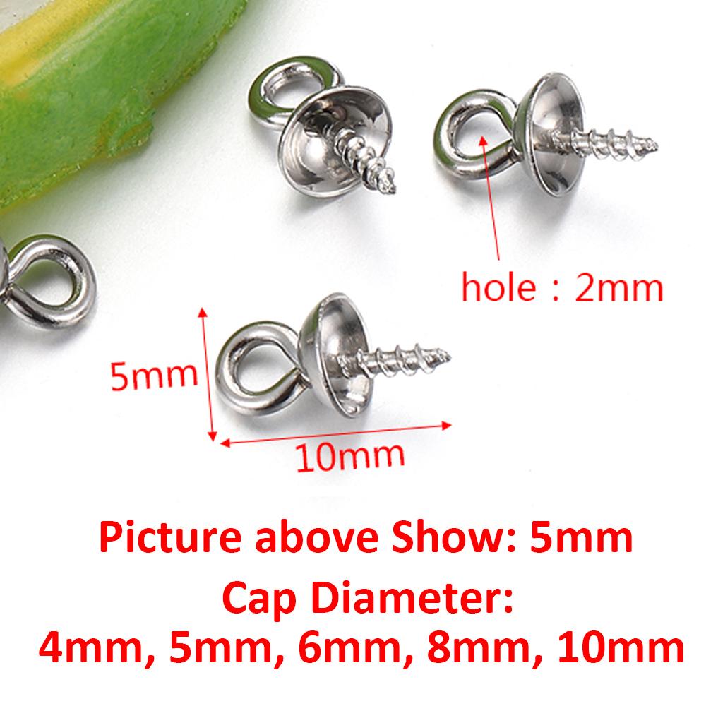 50pcs Gold Color Stainless Steel Screw Eye Pins Bail Top Drilled Beads End Caps Pendant Charms Connectors for DIY Jewelry Making
