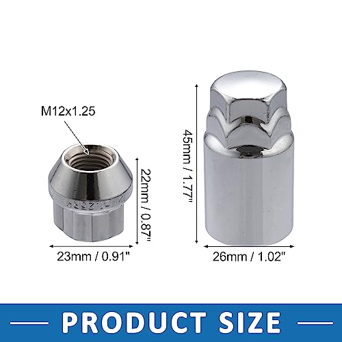 A ABSOPRO Wheel Lock Nuts Wheel Lock Lug Nuts Automotive Locking Nut Set M12x1.25 for Chevrolet, Trac Ker 1998-2004 Steel Silver Tone