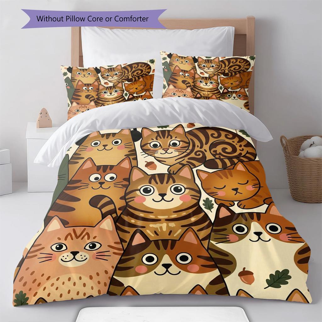 Civet cat Pattern Bedding Quilt Set Quilt Cover Pillowcase Home Decoration Birthday Gift (1 * duvet cover + 2 * pillowcase, without core)