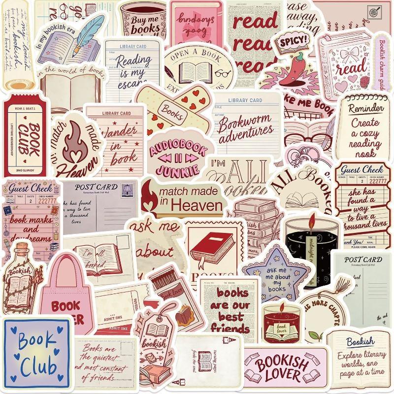 50Pcs Bookish Graffiti Stickers, Luggage Speakers, Skateboards, Water Cups, Label Stickers