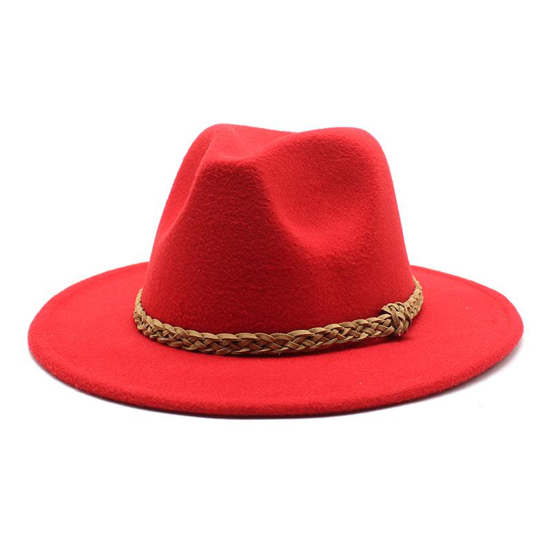 Woolen Jazz Hat Retro Classic Flat Hat Big Eaves Hat Top Hat Felt Hat