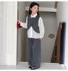 2026 Girls' Spring Academy Style Three-Piece Outfit: Bow Vest, Shirt & Suit