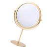 LALAFINA Tabletop Stand Mirror, Round, Compact Design with Stable Base, for Dressers, Gold, 27 x 19 x 10 cm