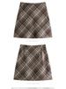 Women's Plus Size Plaid Wool A-line Skirt – Spring & Autumn, Anti-Exposure, Slimming, Thickened, Hip-Hugging, Short Skirt for Chubby Girls.