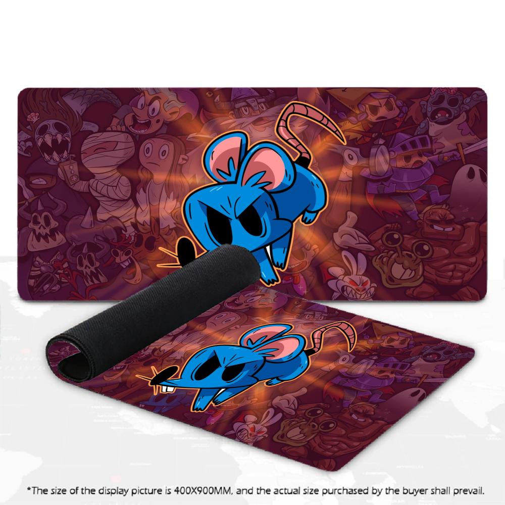 Cartoon Fantasy Mousepad XXL Angry Blue Rat Deskpad Non‑Slip Rubber Dark Monster Villain Art Game Keyboard Mats Gamer Desk Mats