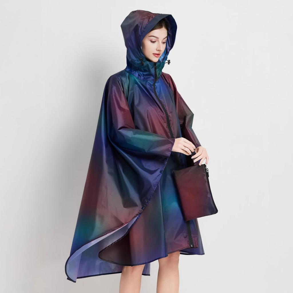 Neue Auswahl Europäische und amerikanische Mode bunter winddichter Rucksack Wander-Trenchcoat Regenmantel Poncho