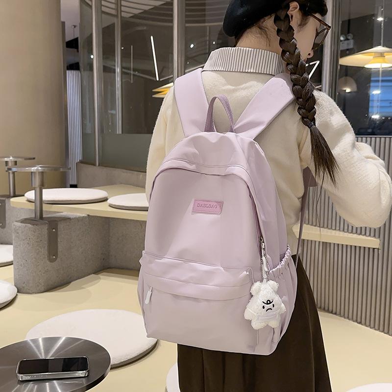 Damen Rucksack Neu Einfach Lässig Einfarbige Kleine Frische Stil Große Kapazität Schultasche Für Mittelschüler