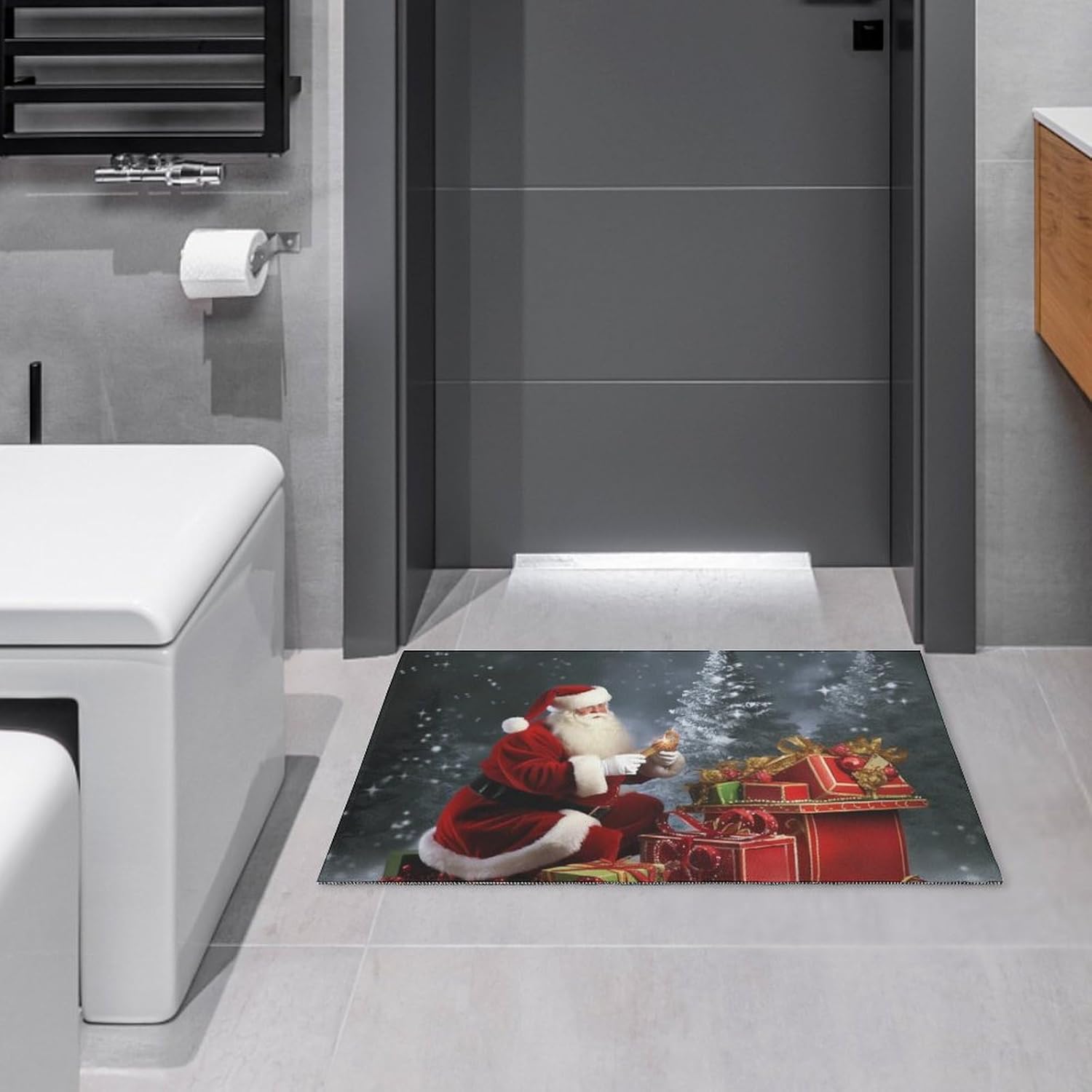 

Crystal velvet carpetMerry Christmas Santa s Gift Area Rug for Living Room Non Slip Furry Carpet Indoor Machine Washable Rug Ent 60x90cm