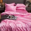 Imitation Silk 4-Piece Bedding Set: Duvet Cover, Fitted Sheet, Smooth Ice Silk Feel