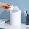 Small Swing Lid Waste Paper Basket For Countertops Plastic Nonslip Bottom Trash Can Home Office Desktop Garbage Bin
