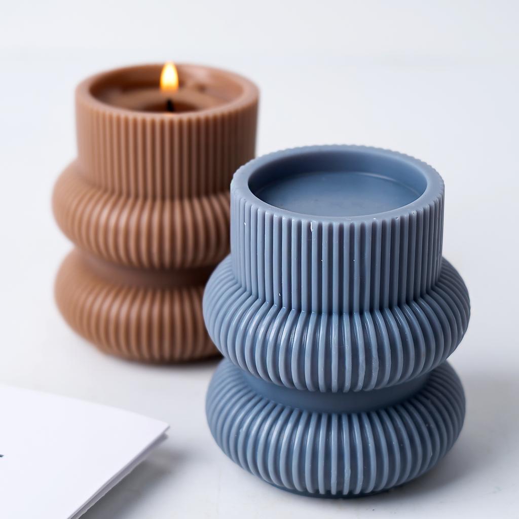 Silikonová forma na svíčku s pruhy, 3D geometrická válcová vonná svíčka, mýdlo, sádrová betonová forma na lití, DIY řemesla, domácí dekorace