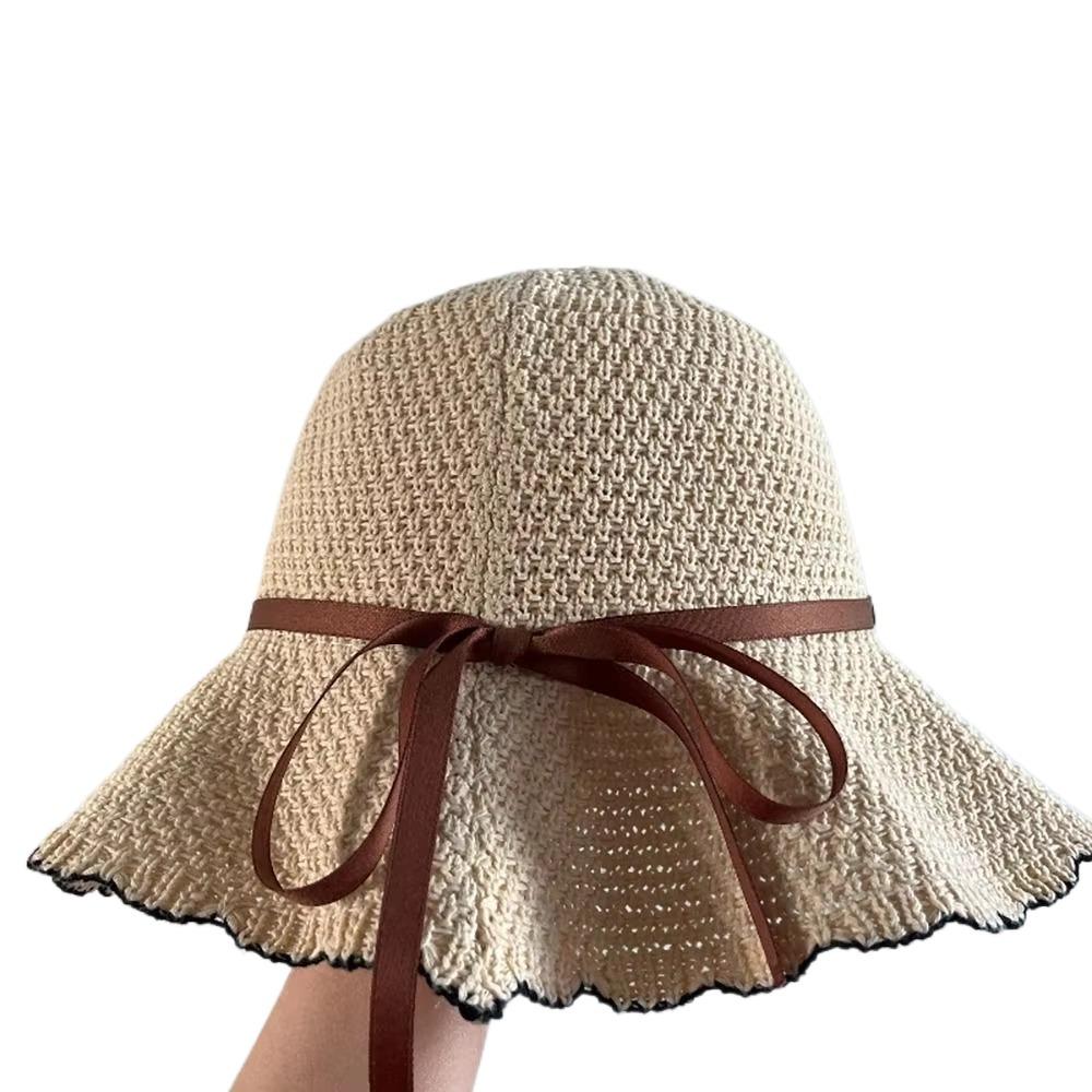 Breathable Crochet Bucket Hat UV Protection Summer Sunshade Visors Knit Fisherman Hat  Outdoor