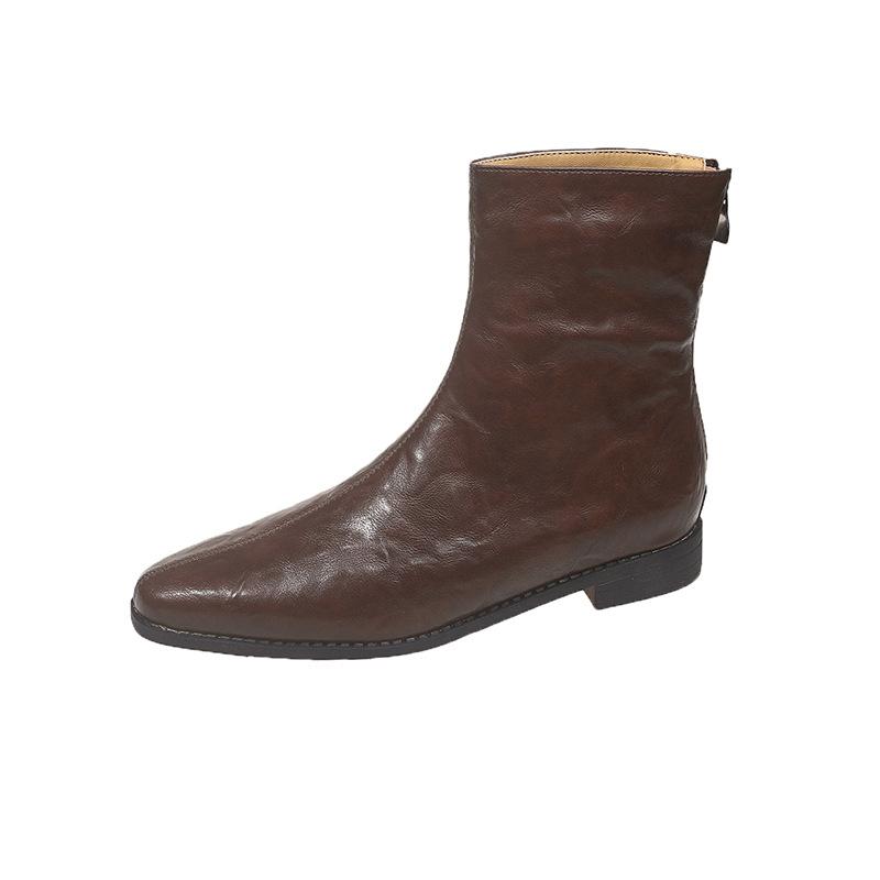 2025 Large Size Martin Boots Women's Thick Sole Height Increase and Thin Pointed Jk Small Leather Shoes Women's British Comfortable Single Shoes Fash