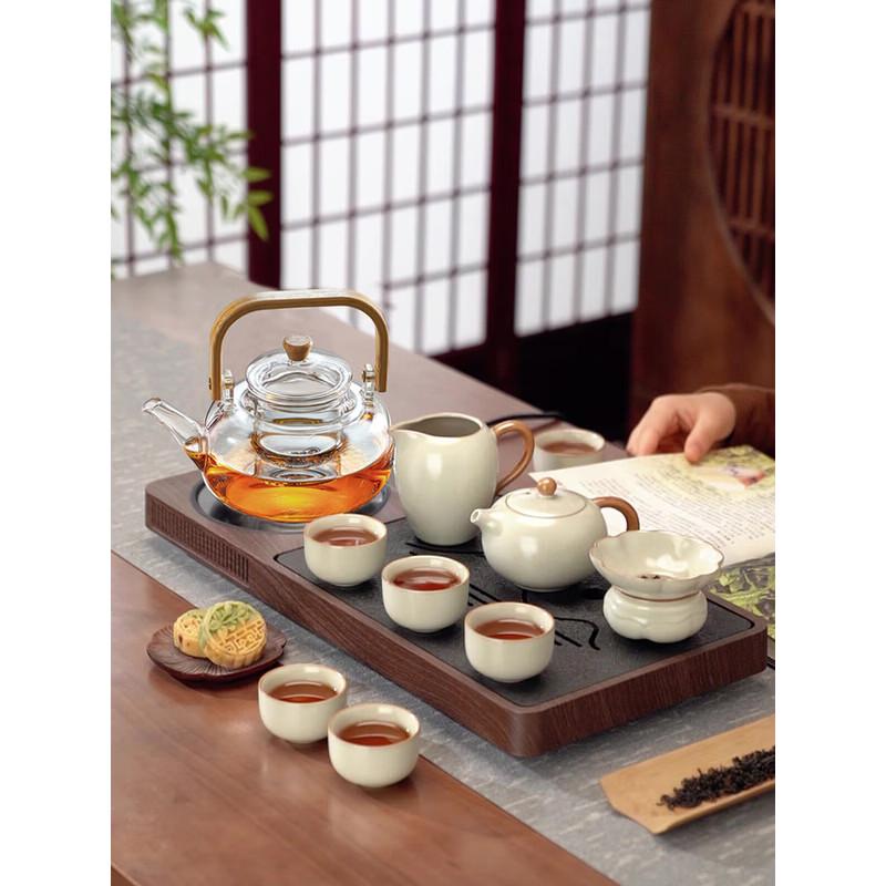 YIHUTEA Chinese Style Glass & Ceramic Tea Brewing Set
