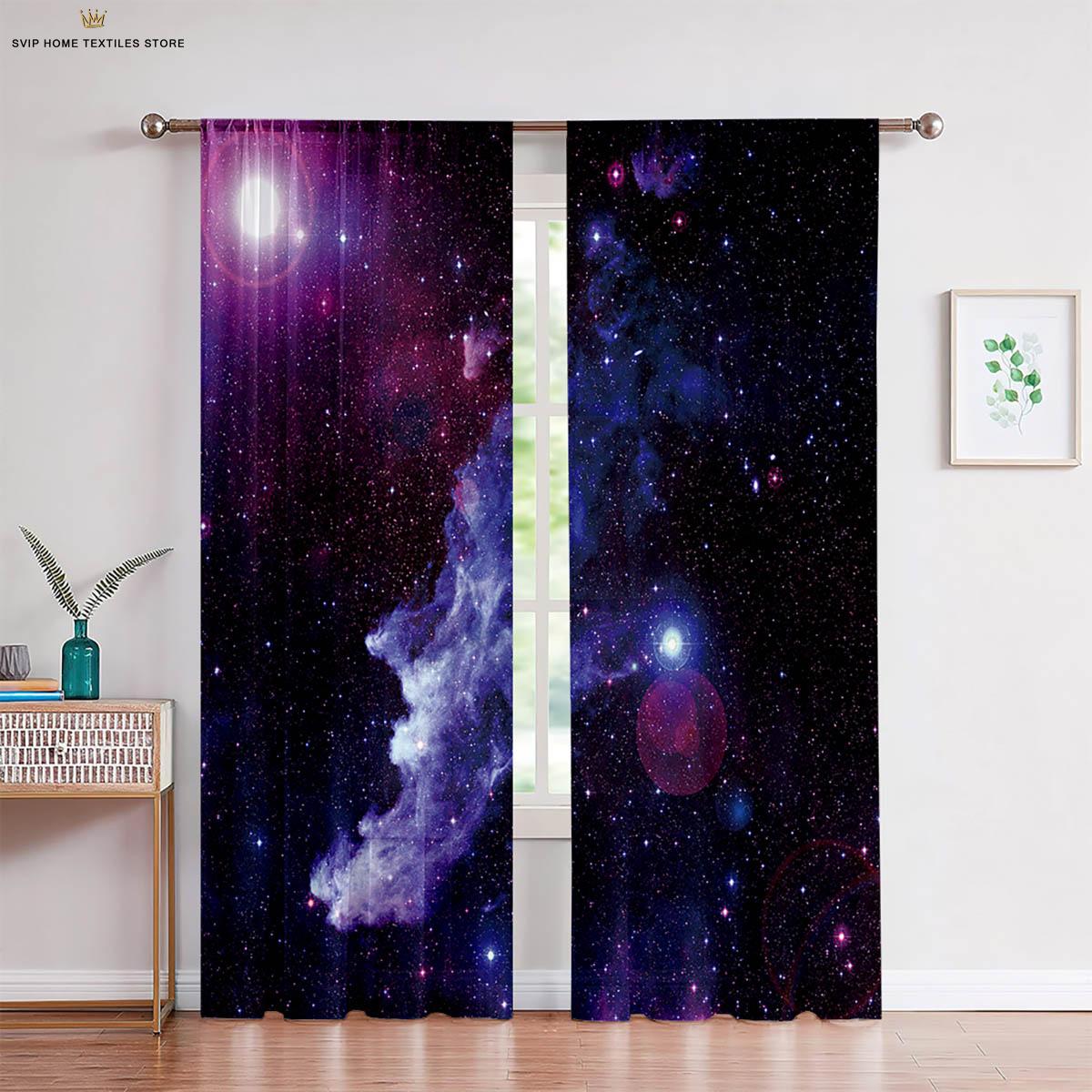 

Мечтательный пейзаж звездного неба, 3D-печатные шторы из полиэфирного волокна, индивидуальные шторы, подходят для спальни, украшения гостиной W50X130H(CM)X2PCS&Rod pocket