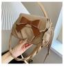 Women's Solid Bowknot Pleated Crossbody Bag - New 2023 Retro Fashion with Twist Strap