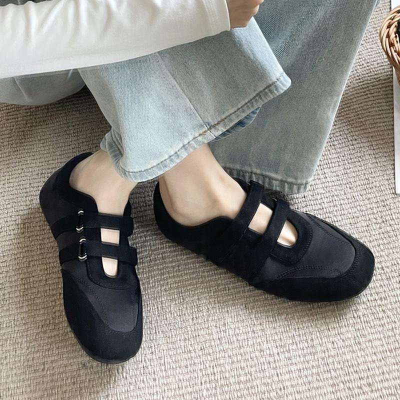 

Модный бренд Bailamos Женские балетки Осенние туфли на плоской подошве с круглым носком Неглубокие слипоны Женские повседневные туфли Мэри Джейн Мягкие балетки для платья 39 чёрный