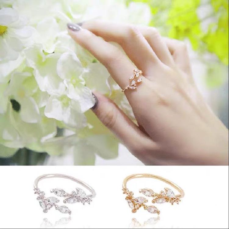 Korean Style Open Leaf Pinky Ring for Women