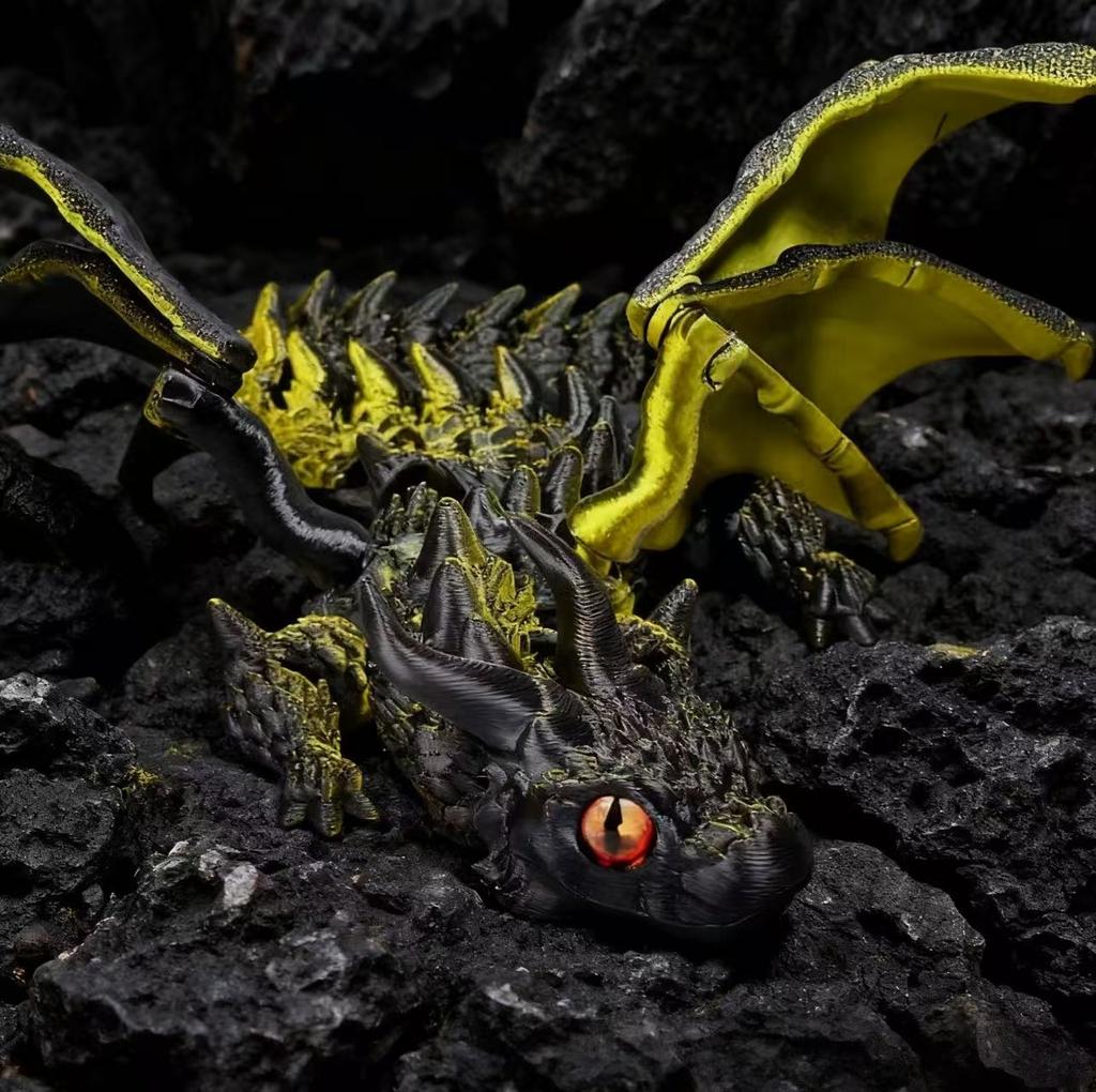 New  3D Printed Big Horn Dragon Model Toy Articulated Joints Action Figure Party Decoration Craft Gift