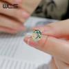 WES   CopperNatural Moss Agate Ring For Women Oval Cut Sea Grass Agate Flower Rings Wedding Party Jewelry Gift