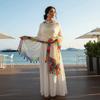 Rainbow-Border Summer Shawl Tasseled Beach Wrap Neck Wrap Sunscreen Sarong  Fashionistas