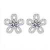 Light Luxury Sunflower Moissanite Stud Earrings In S925 Sterling Silver - D Color, 1 Carat, Perfect Gift for Women