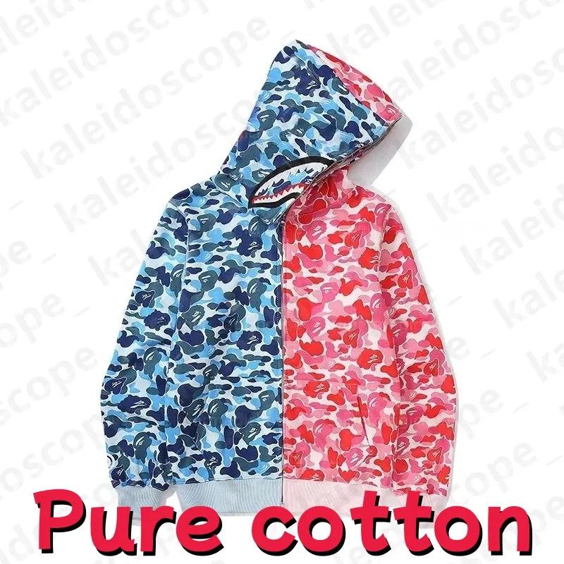 In-Stock Luminous Shark Head Camouflage Double Hood Sweatshirt - Unisex Fleece-Lined Autumn/Winter Outerwear