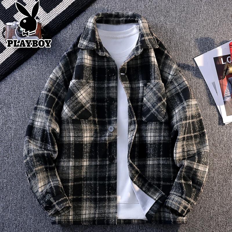 PLAYBOY Youth Plaid Long Sleeve Casual Shirt 3XL