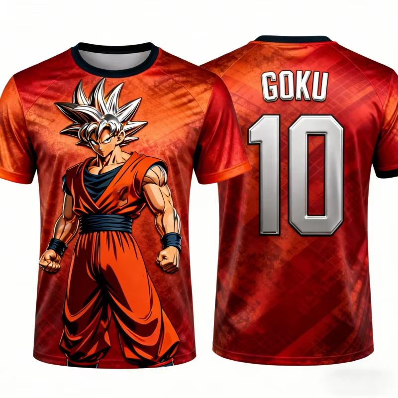 

2026 New Adult Men s Dragon Ball Goku 3D Printed Football Jersey T-Shirt Kids Anime T-Shirt Special Football Jersey Unisex Y2k S