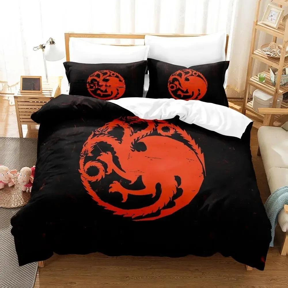 Collezione di biancheria da letto Drago di Fuoco Nero e Rosso Collezione per letto singolo, matrimoniale, queen size, king size Collezione di copripiumini per cameretta di adulti e bambini con lenzuola