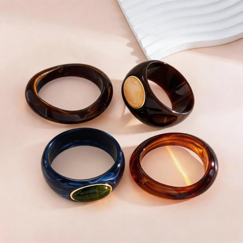 DIEZI Hip Hop Irregular Resin Acrylic Gem Stone Bangles Ethnic Geometric Wide Cuff Bangles For Women Men New Bracelet Jewelry