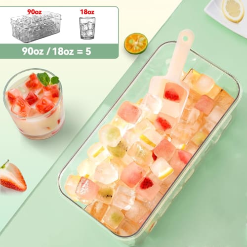 Ice Maker, Ice Tray, Ice Maker, Ice Block, Ice Maker, Container, Removes Ice In 1 Second [Food Sanitation Law Compliant], Ice Mold with Lid, Large Cap