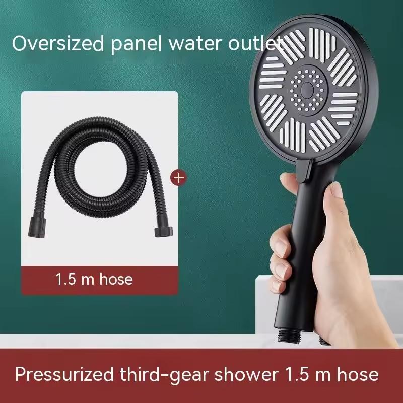 13CM Big Panel High Pressure Shower Head Set With Hose and Holder Silver 3 Modes Large Flow Rainfall Bathroom Handheld Shower