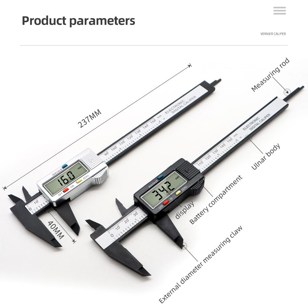 150mm Digital Vernier Calipers LCD Electronic Carbon Fiber Gauge 0.1mm Micrometer Digital Ruler Height Depth Measuring Tool